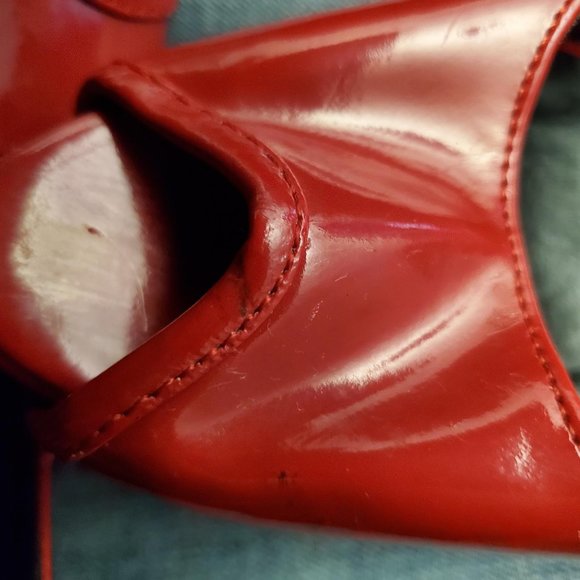 Qupid Red Patent Leather Peep Toe heels 8 1/2 - Picture 4 of 11